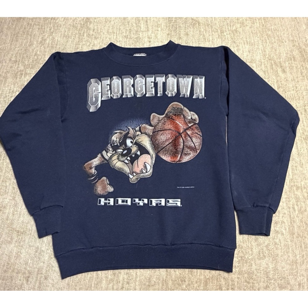Vintage Georgetown Hoyas Taz Looney Tunes Youth Large Crewneck Sweatshirt 1996